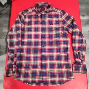 Lee flannel plaid button down long sleeve shirt men's size S